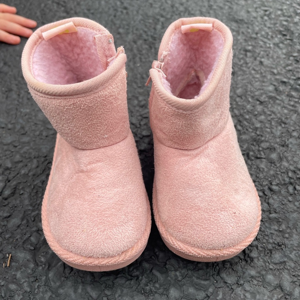 Pink toddler baby girl size 3 winter fleece lined zip up winter boots